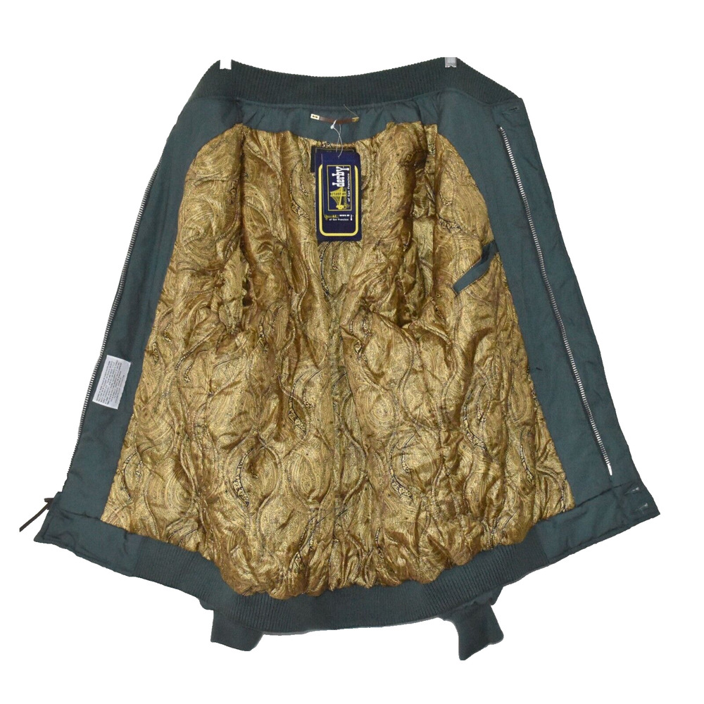 B5 NWT DERBY OF SAN FRANCISCO Pine Green Gold Paisley Lined Bomber Jacket Sz XXL - Picture 4 of 7